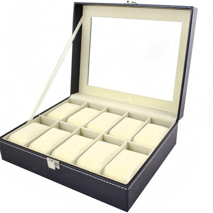Malatec Horloge Organizer - 10 Vakken - Met Displayvenster - Zwart