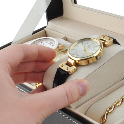Soulima Horloge Organizer - 6 Vakken - Met Displayvenster - Zwart