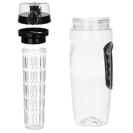 Trizand Sportbidon 1 Liter - Met Fruitfilter en Beschermhoes - Zwart