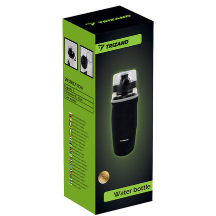 Trizand Sportbidon 1 Liter - Met Fruitfilter en Beschermhoes - Zwart
