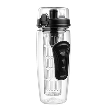 Trizand Sportbidon 1 Liter - Met Fruitfilter en Beschermhoes - Zwart