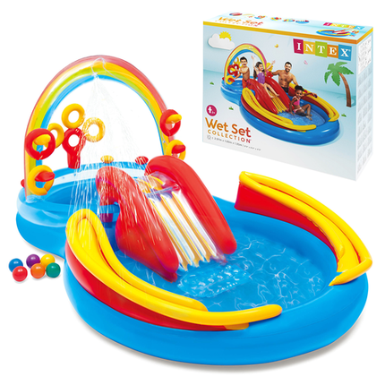 Intex Rainbow Speelparadijs - 297 x 193 cm - Met Glijbaan & Fontein