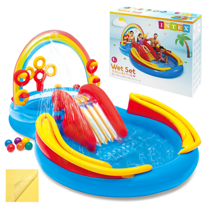Intex Rainbow Speelparadijs - 297 x 193 cm - Met Glijbaan & Fontein