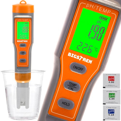 Bigstren Waterkwaliteitstester 4-in-1 - pH-meter & Thermometer - Digitaal