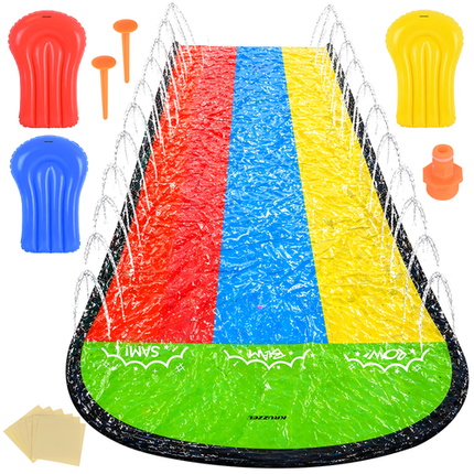 Kruzzel Triple Waterglijbaan met Fontein - 480 cm - Inclusief 3 Boards