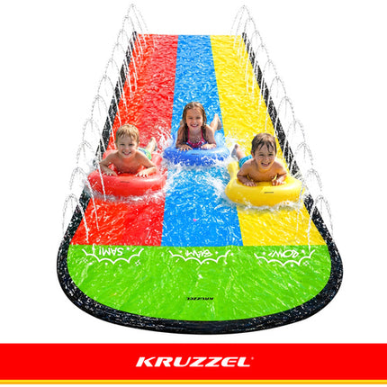 Kruzzel Triple Waterglijbaan met Fontein - 480 cm - Inclusief 3 Boards