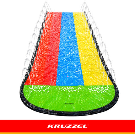 Kruzzel Triple Waterglijbaan met Fontein - 480 cm - Inclusief 3 Boards