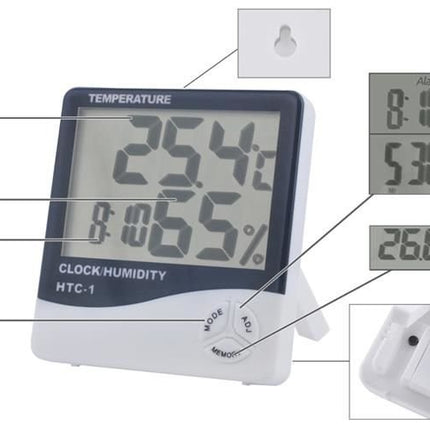 Ruhhy Weerstation met Klok - Digitaal - LCD Display - 9 x 10 cm - Zwart