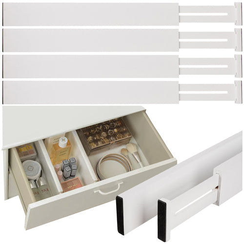 Ruhhy Verstelbare Ladeverdeler - 4 Stuks - Bamboe - Wit - 42-56 cm