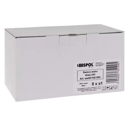 Iso Trade Cilinderkaarsen - Set van 8 - 10 x 5 cm - Wit - 20 uur brandtijd