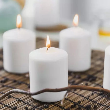 Iso Trade Cilinderkaarsen - Set van 8 - 10 x 5 cm - Wit - 20 uur brandtijd