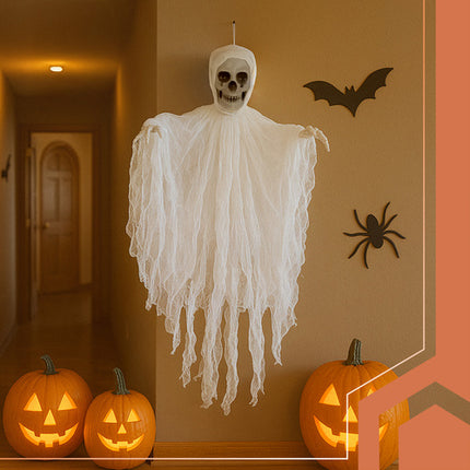 Ruhhy Hangend Skelet - 70 cm - Halloween Decoratie - Wit