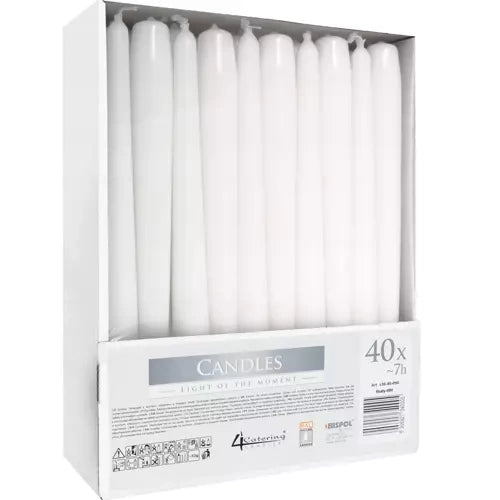 Iso Trade Tafelkaarsen - Set van 40 - 24,5 cm - Wit - Klassiek