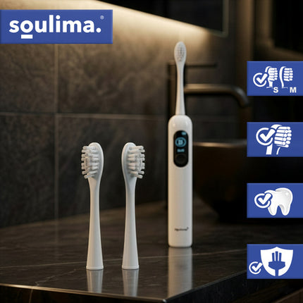 Soulima X800 Opzetborstels - 2 Stuks - Wit - Soft & Medium