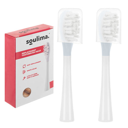 Soulima X800 Opzetborstels - 2 Stuks - Wit - Soft & Medium
