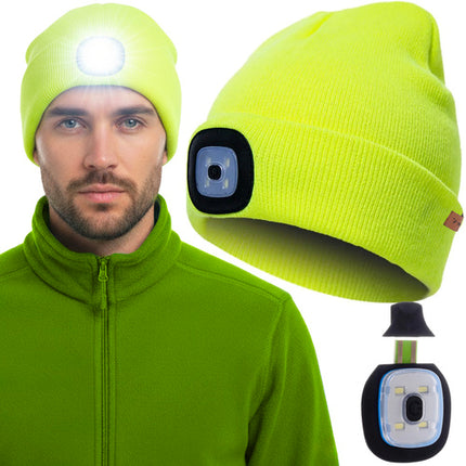 Trizand Wintermuts met LED - Neon Geel - USB Oplaadbaar