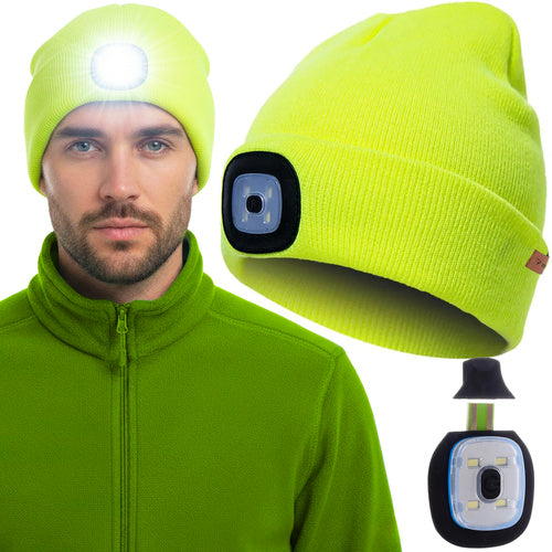 Trizand Wintermuts met LED - Neon Geel - USB Oplaadbaar