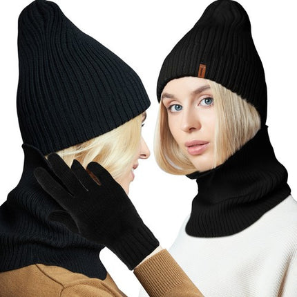 Trizand Winterset 3-delig - Muts, Sjaal & Handschoenen - Zwart