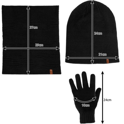 Trizand Winterset 3-delig - Muts, Sjaal & Handschoenen - Zwart