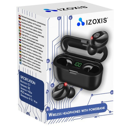 Izoxis Draadloze Bluetooth Oordopjes - Met 2000mAh Powerbank Case - Zwart