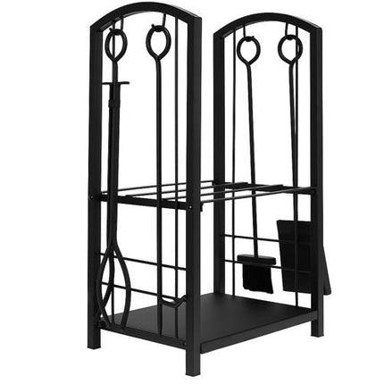 Kaminer Haardhoutrek met Haardstel - 4-delig - Zwart - 73 cm