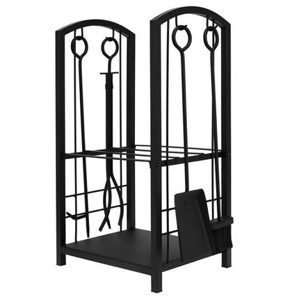 Kaminer Haardhoutrek met Haardstel - 4-delig - Zwart - 73 cm