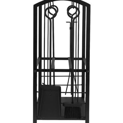 Kaminer Haardhoutrek met Haardstel - 4-delig - Zwart - 73 cm
