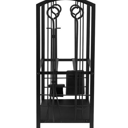 Kaminer Haardhoutrek met Haardstel - 4-delig - Zwart - 73 cm