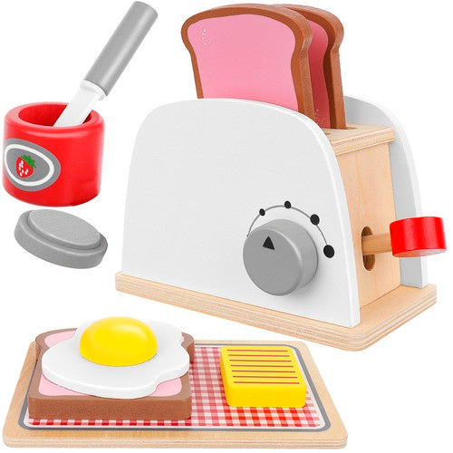Kruzzel Houten Broodrooster Set - 8-delig - Ontbijt Speelset
