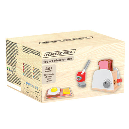 Kruzzel Houten Broodrooster Set - 8-delig - Ontbijt Speelset