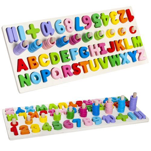 Kruzzel Houten Alfabet en Cijferpuzzel - Educatief Leerbord