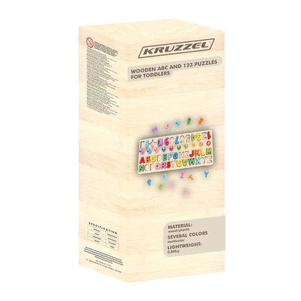 Kruzzel Houten Alfabet en Cijferpuzzel - Educatief Leerbord