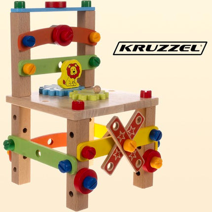 Kruzzel Houten Bouwstoel - Educatief Speelgoed - DIY Set
