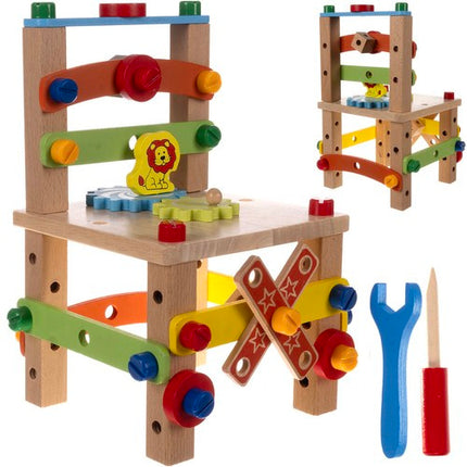 Kruzzel Houten Bouwstoel - Educatief Speelgoed - DIY Set