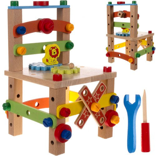 Kruzzel Houten Bouwstoel - Educatief Speelgoed - DIY Set