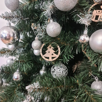 Ruhhy Houten Kersthangers - Set van 10 - DIY Kerstversiering