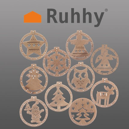 Ruhhy Houten Kersthangers - Set van 10 - DIY Kerstversiering
