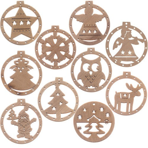 Ruhhy Houten Kersthangers - Set van 10 - DIY Kerstversiering