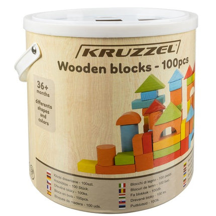 Kruzzel Houten Blokken Set - 100-Delig - Inclusief Sorteeremmer
