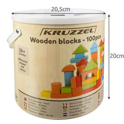 Kruzzel Houten Blokken Set - 100-Delig - Inclusief Sorteeremmer