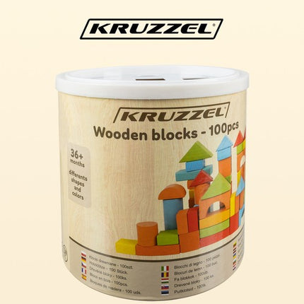 Kruzzel Houten Blokken Set - 100-Delig - Inclusief Sorteeremmer