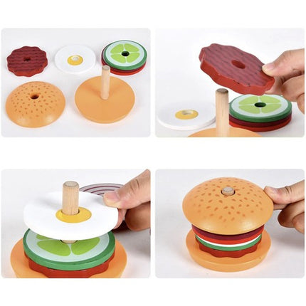 Kruzzel Houten Burger Sorteerset - Educatieve Restaurant Puzzel