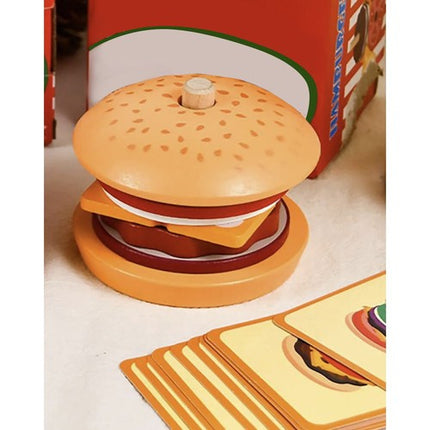 Kruzzel Houten Burger Sorteerset - Educatieve Restaurant Puzzel