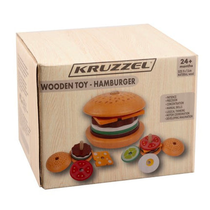 Kruzzel Houten Burger Sorteerset - Educatieve Restaurant Puzzel