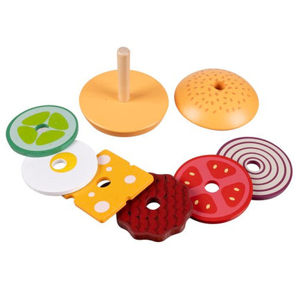 Kruzzel Houten Burger Sorteerset - Educatieve Restaurant Puzzel