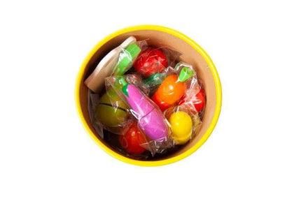Kruzzel Houten Snijgroenten en Fruit Set - 14-Delig - Inclusief Emmer