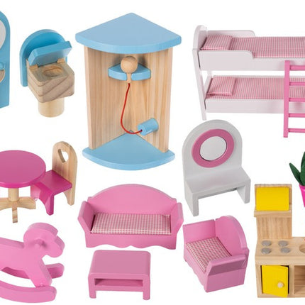 Kruzzel Houten Poppenhuis Villa - 90 cm - Inclusief Ledverlichting en Meubels