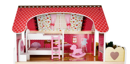 Kruzzel Houten Poppenhuis Villa - 90 cm - Inclusief Ledverlichting en Meubels