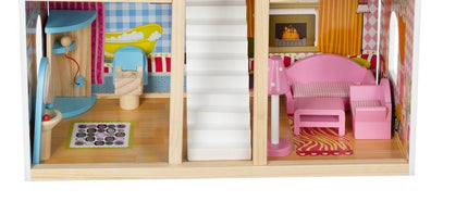 Kruzzel Houten Poppenhuis Villa met Zwembad - 90 cm