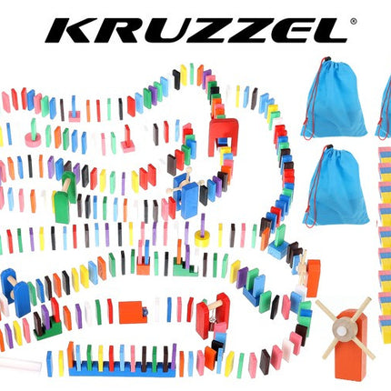 Kruzzel Houten Dominostenen - 1131-Delige Bouwset - Educatief Speelgoed